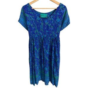 Rainbow Jo Maui Hawaii Floral Mini Dress Blue Small Tropical Resort